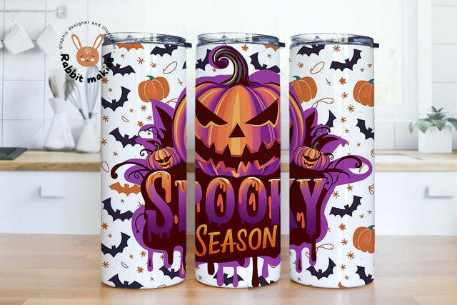Halloween Tumbler Wrap, Spooky Season 20 oz Tumbler Sublimation Design, Pumpkin Tumbler Wrap, Retro Halloween Tumbler Png Sublimation Rabbitmakies 