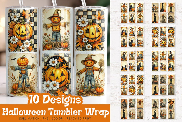 Halloween Tumbler Wrap | Sublimation Tumbler Wrap Bundle Sublimation Petunia Digital Design 