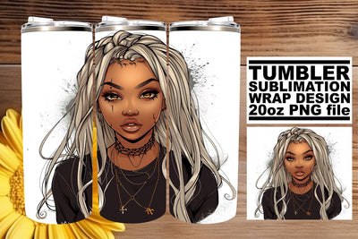 Halloween Tumbler Wrap Watercolor Afro American Portrait Sublimation afrosvg 