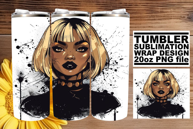 Halloween Tumbler Wrap with Watercolor Afro American 20oz Sublimation afrosvg 