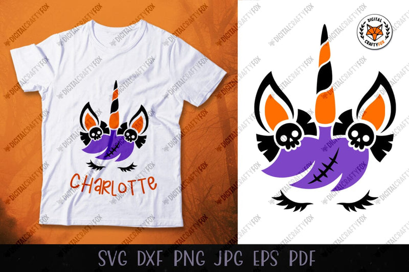 Halloween Unicorn Face SVG, Cute Unicorn Face Cut File SVG Digital Craftyfox 