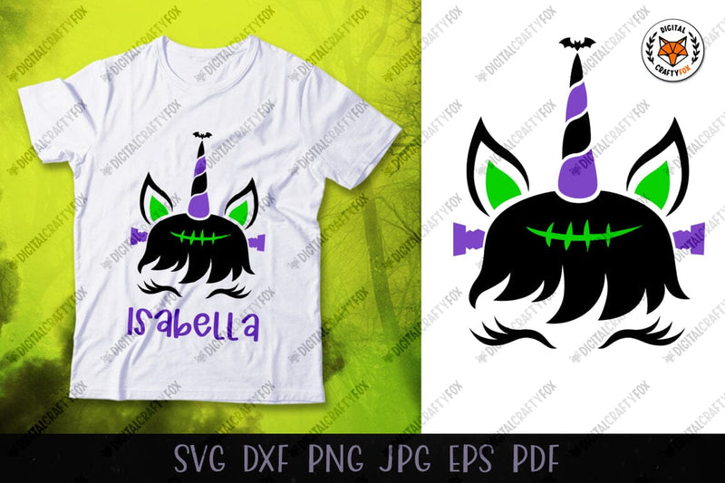 Halloween Unicorn Face SVG, Unicorn Frankenstein SVG SVG Digital Craftyfox 