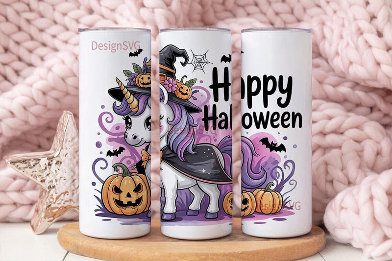 Halloween Unicorn Tumbler Wrap Sublimation DesignSVG 