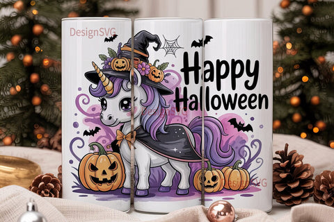 Halloween Unicorn Tumbler Wrap Sublimation DesignSVG 