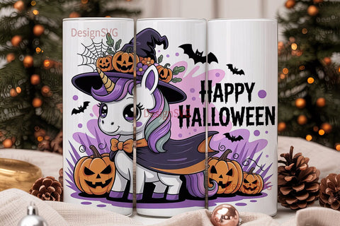 Halloween Unicorn Tumbler Wrap Sublimation DesignSVG 
