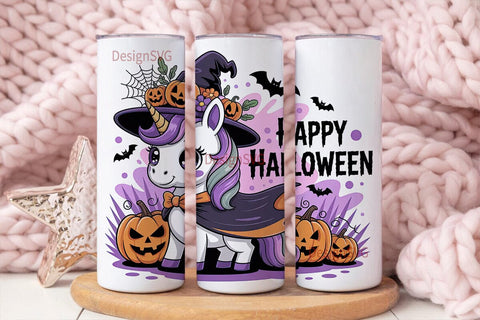 Halloween Unicorn Tumbler Wrap Sublimation DesignSVG 
