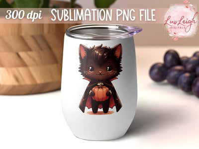 Halloween Vampire Cat Sublimation PNG Sublimation Luvleigh Digitals 