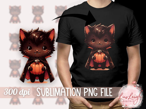 Halloween Vampire Cat Sublimation PNG Sublimation Luvleigh Digitals 