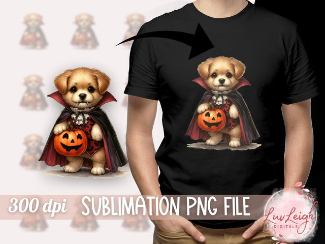 Halloween Vampire Puppy Sublimation PNG Sublimation Luvleigh Digitals 