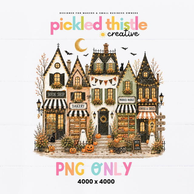 Halloween Village PNG, Spooky Fall PNG Sublimation Pickled Thistle Creative 