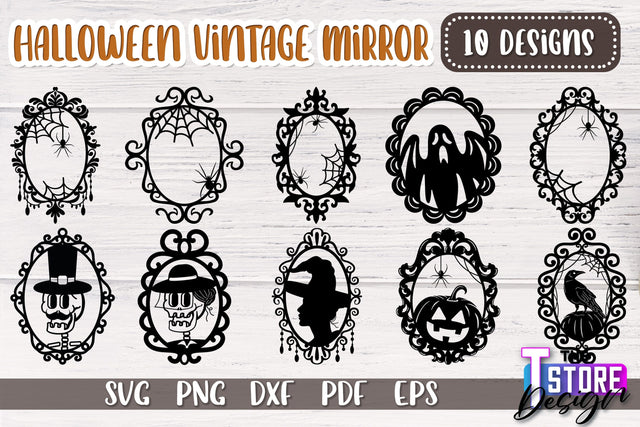 Halloween Vintage Mirror Bundle | Mirror Frame | Halloween Party | SVG Files SVG The T Store Design 