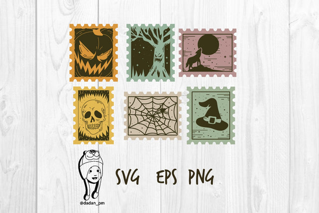 Halloween Vintage Postage Stamp svg png eps SVG dadan_pm 