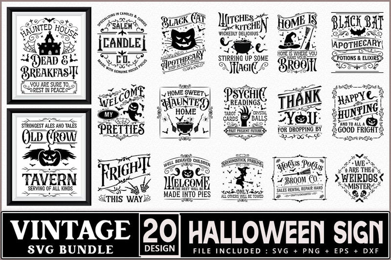 Halloween Vintage Sign Bundle SVG Shetara Begum 