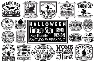 Halloween Vintage Sign SVG Bundle SVG Angelina750 