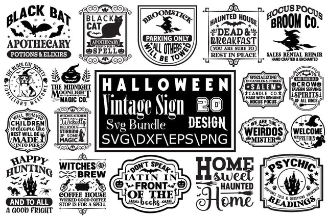 Halloween Vintage Sign SVG Bundle SVG Angelina750 