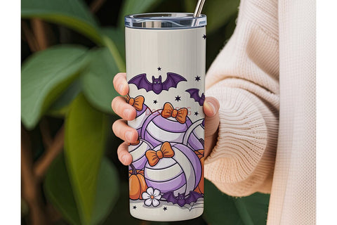 Halloween Volleyball Tumbler Wrap Sublimation DesignSVG 