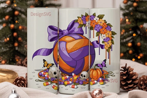Halloween Volleyball Tumbler Wrap Sublimation DesignSVG 
