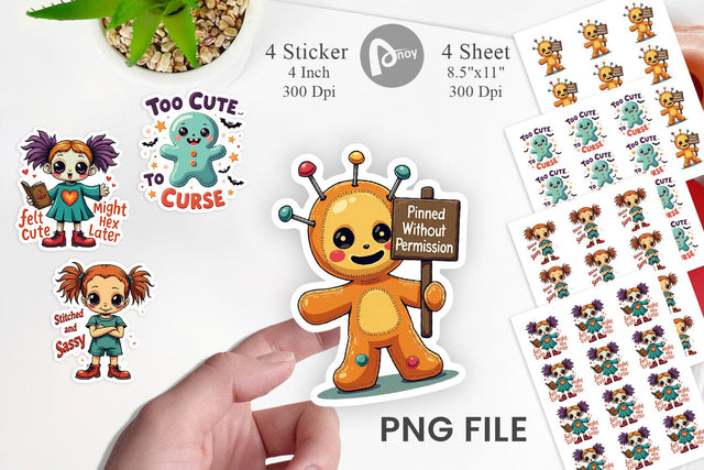 Halloween Voodoo Doll Sticker Sublimation artnoy 