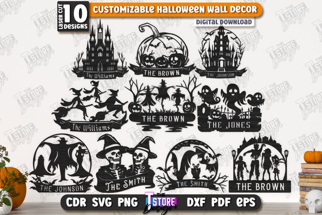 Halloween Wall Decoration Laser Cut Bundle | Haunted House | Seasonal Porch Décor | CNC Files SVG The T Store Design 