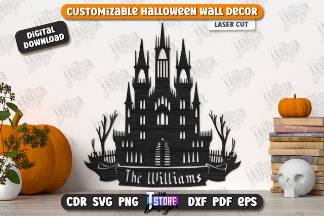 Halloween Wall Decoration Laser Cut | Haunted House | Seasonal Porch Décor | CNC File SVG The T Store Design 