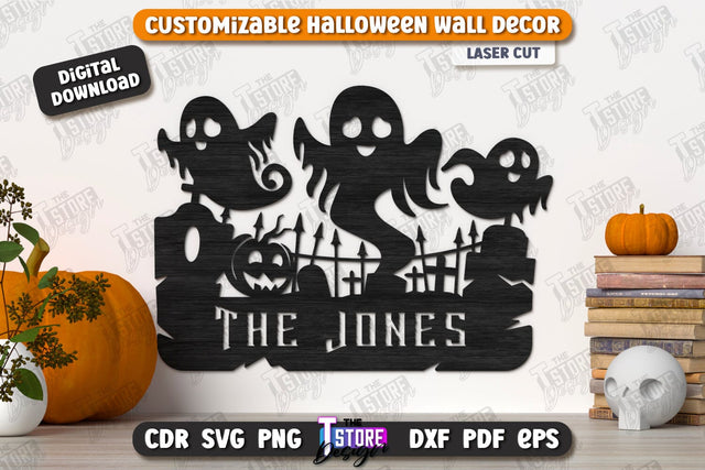 Halloween Wall Decoration Laser Cut | Haunted House | Seasonal Porch Décor | CNC File SVG The T Store Design 