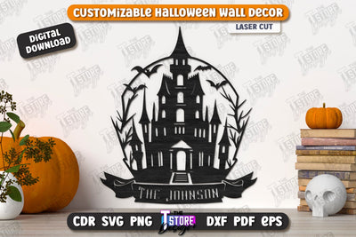 Halloween Wall Decoration Laser Cut | Haunted House | Seasonal Porch Décor | CNC File SVG The T Store Design 