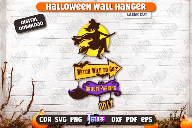 Halloween Wall Sign Laser Cut | Seasonal Porch Décor | Halloween Wall Decoration | CNC File SVG The T Store Design 