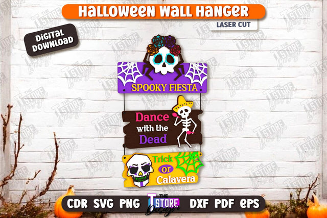 Halloween Wall Sign Laser Cut | Seasonal Porch Décor | Halloween Wall Decoration | CNC File SVG The T Store Design 
