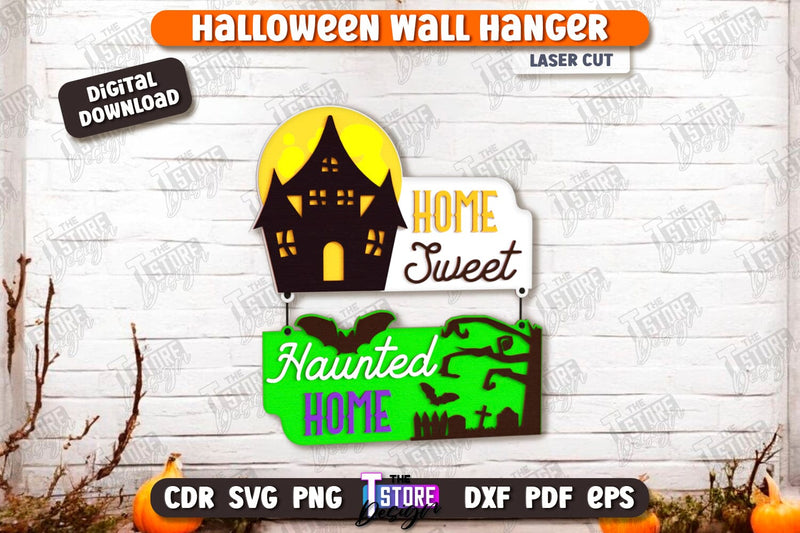 Halloween Wall Sign Laser Cut | Seasonal Porch Décor | Halloween Wall Decoration | CNC File SVG The T Store Design 
