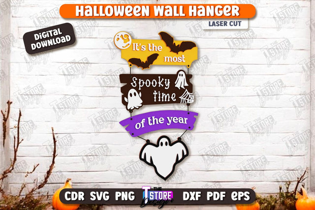 Halloween Wall Sign Laser Cut | Seasonal Porch Décor | Halloween Wall Decoration | CNC File SVG The T Store Design 