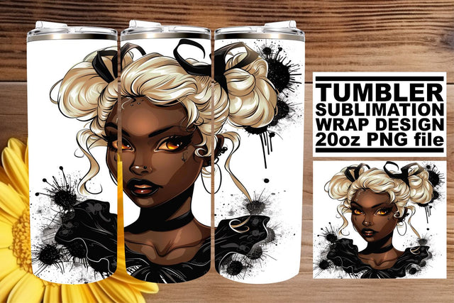 Halloween Watercolor Afro Woman Tumbler 20oz Sublimation Sublimation afrosvg 