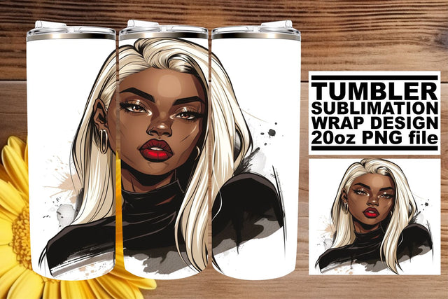 Halloween Watercolor Afro Woman Tumbler 20oz Wrap Sublimation afrosvg 