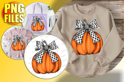 Halloween Watercolor Pumpkin Bow PNG Design Sublimation afrosvg 
