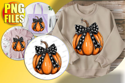 Halloween Watercolor Pumpkin with Bow Design Sublimation afrosvg 