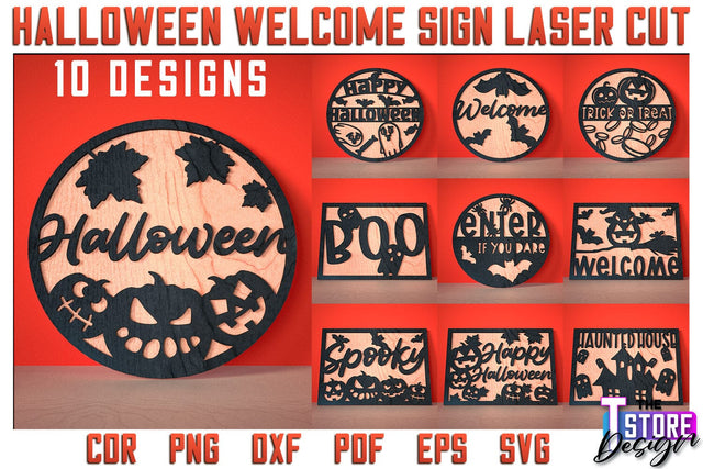 Halloween Welcome Sign Bundle | Haunter House | Door Sign | Trick or Treat | CNC Files SVG The T Store Design 