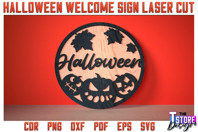 Halloween Welcome Sign | Haunter House | Door Sign | Trick or Treat | CNC File SVG The T Store Design 