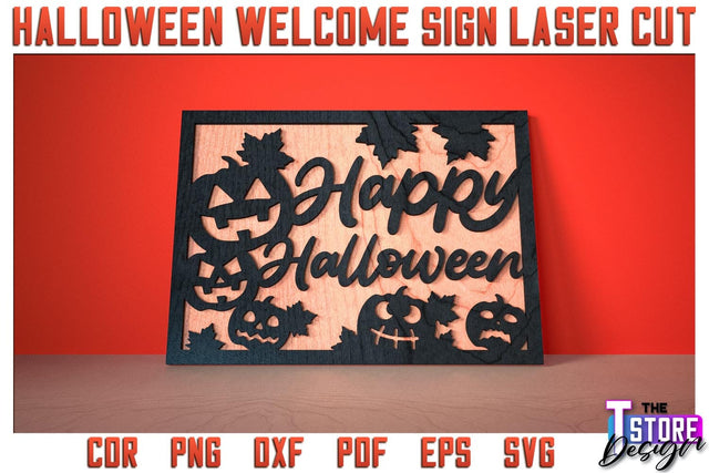 Halloween Welcome Sign | Haunter House | Door Sign | Trick or Treat | CNC File SVG The T Store Design 