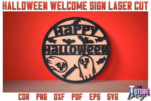 Halloween Welcome Sign | Haunter House | Door Sign | Trick or Treat | CNC File SVG The T Store Design 