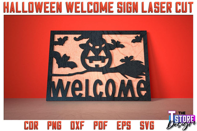 Halloween Welcome Sign | Haunter House | Door Sign | Trick or Treat | CNC File SVG The T Store Design 