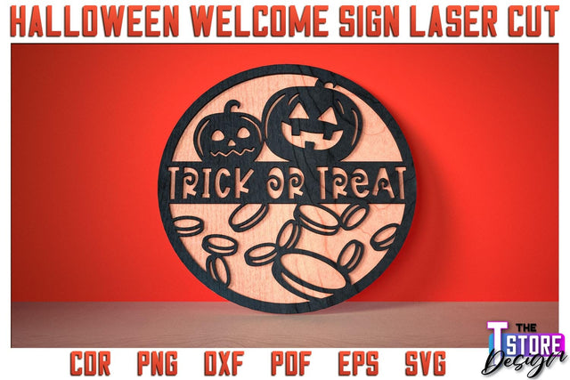 Halloween Welcome Sign | Haunter House | Door Sign | Trick or Treat | CNC File SVG The T Store Design 