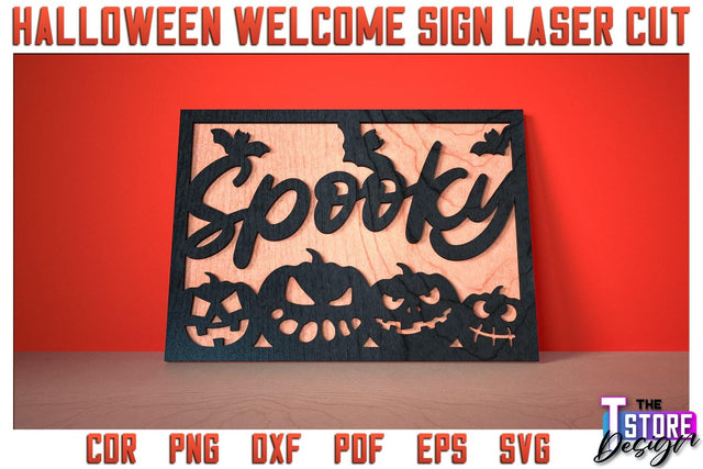 Halloween Welcome Sign | Haunter House | Door Sign | Trick or Treat | CNC File SVG The T Store Design 