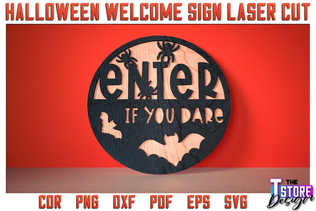 Halloween Welcome Sign | Haunter House | Door Sign | Trick or Treat | CNC File SVG The T Store Design 