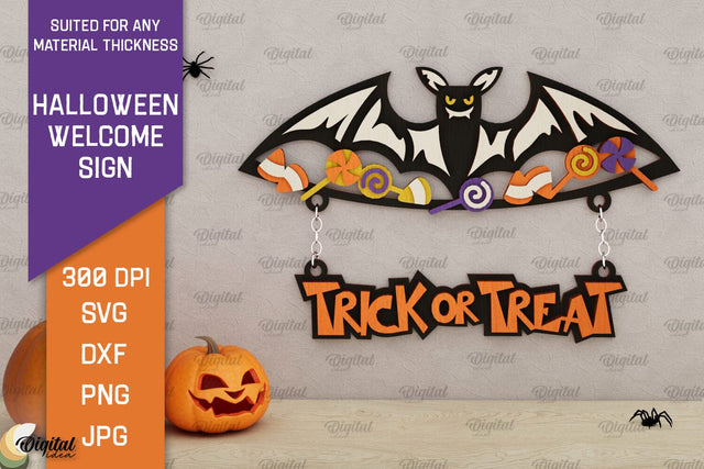 Halloween Welcome Sign Laser Cut. Halloween Spooky Decor SVG SVG Evgenyia Guschina 