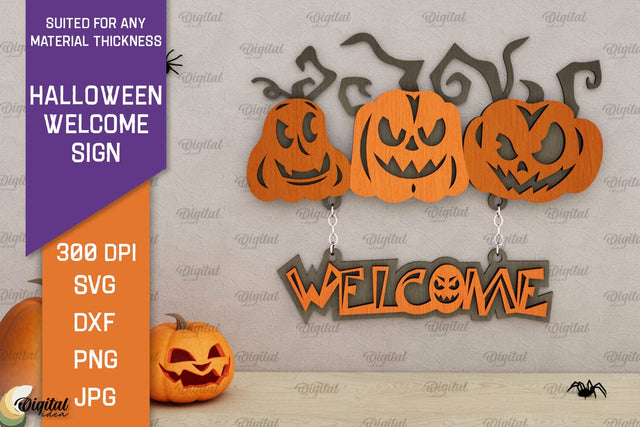 Halloween Welcome Sign Laser Cut. Halloween Spooky Decor SVG SVG Evgenyia Guschina 