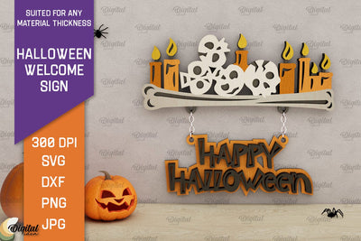 Halloween Welcome Sign Laser Cut. Halloween Spooky Decor SVG SVG Evgenyia Guschina 
