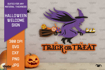 Halloween Welcome Sign Laser Cut. Halloween Spooky Decor SVG SVG Evgenyia Guschina 