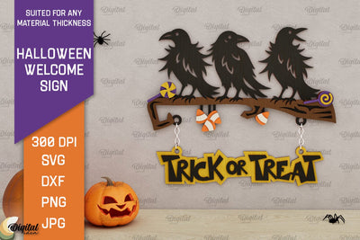 Halloween Welcome Sign Laser Cut. Halloween Spooky Decor SVG SVG Evgenyia Guschina 