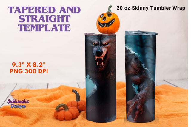 Halloween Werewolf Tumbler Wrap | 20 oz Skinny Tumbler Wrap Sublimation Design Sublimation Sublimatiz Designs 