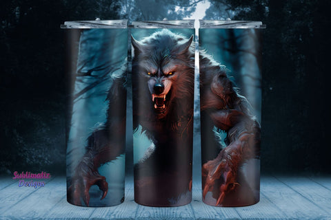 Halloween Werewolf Tumbler Wrap | 20 oz Skinny Tumbler Wrap Sublimation Design Sublimation Sublimatiz Designs 