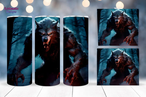 Halloween Werewolf Tumbler Wrap | 20 oz Skinny Tumbler Wrap Sublimation Design Sublimation Sublimatiz Designs 